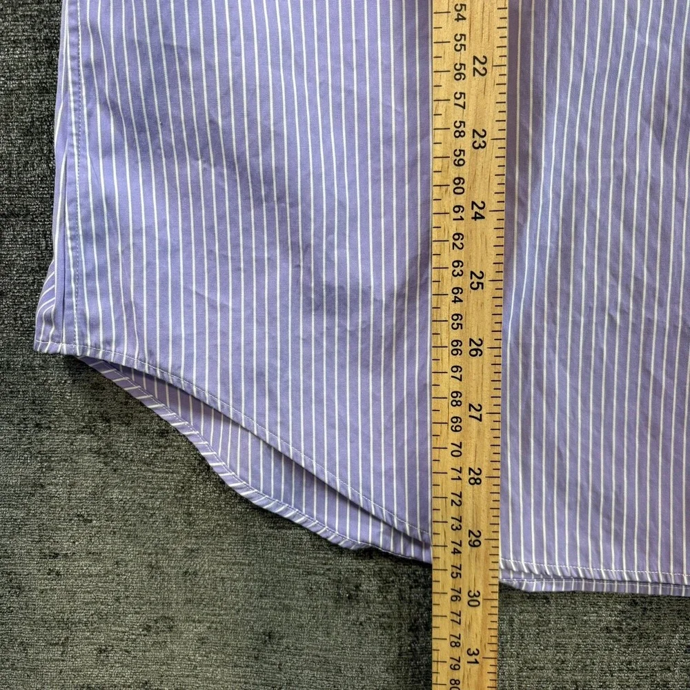 Polo Ralph Lauren Button Down Mens 16.5 32/33 Purple White Striped Classic Fit